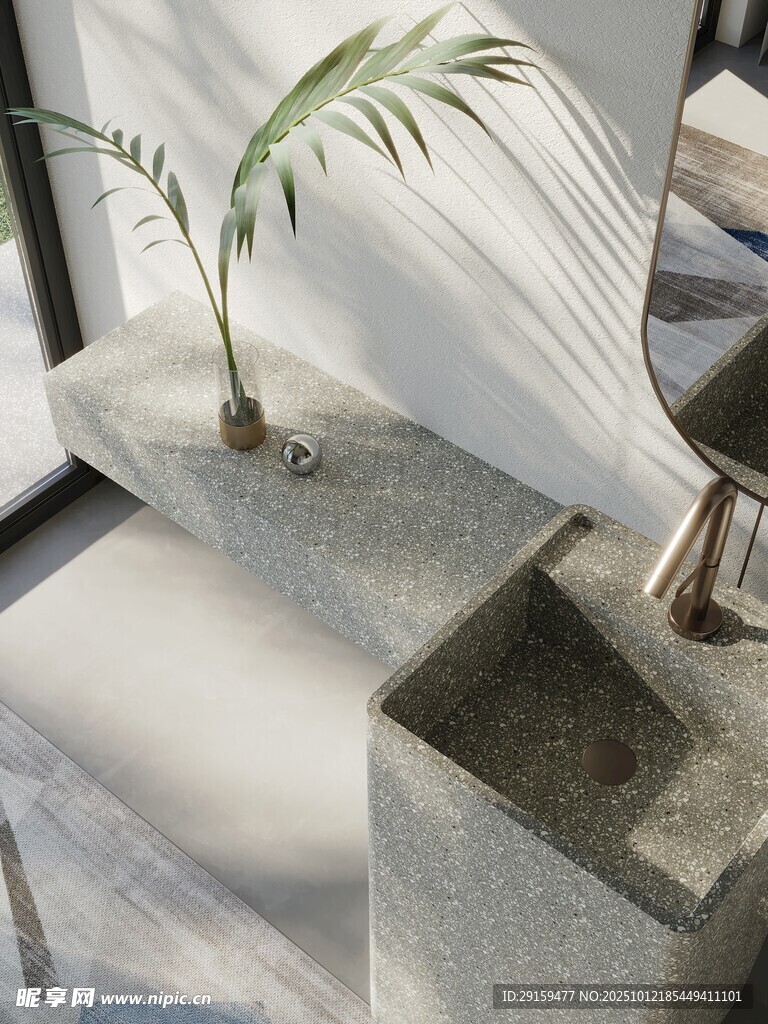 簡約室內(nèi)的綠植與家居擺件