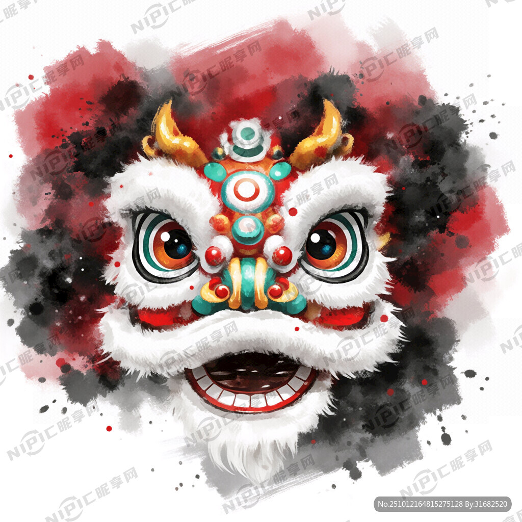 舞獅 獅頭 炫彩 噴墨 中國風(fēng)