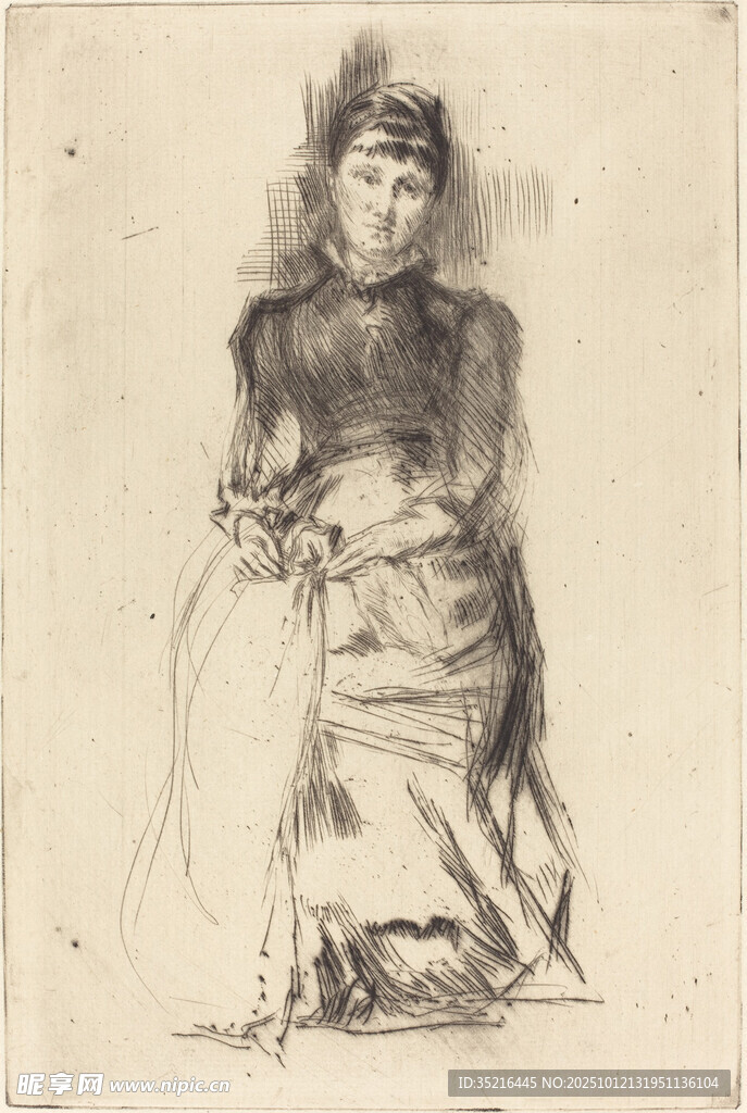 復(fù)古風(fēng)格女性人物素描畫