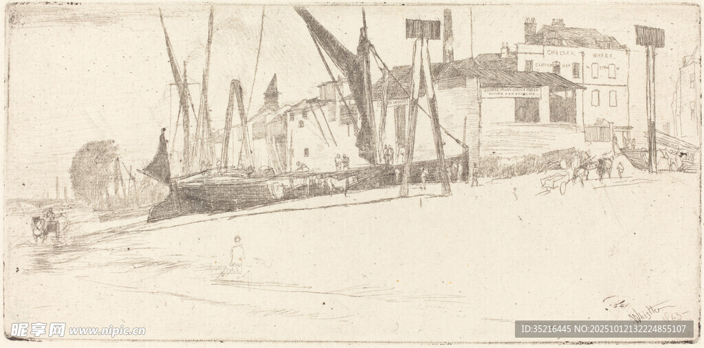 港口船只素描圖