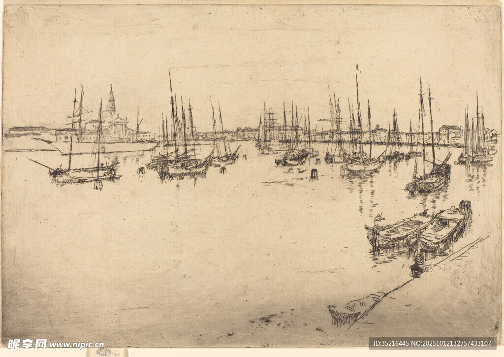港口船只素描圖