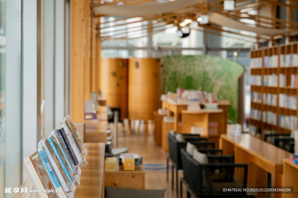 溫馨木質(zhì)風(fēng)圖書館一角