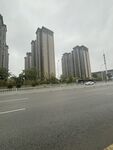 城市道路旁的高樓景觀