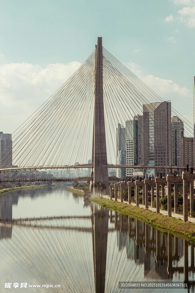 城市橋梁與現(xiàn)代建筑景觀