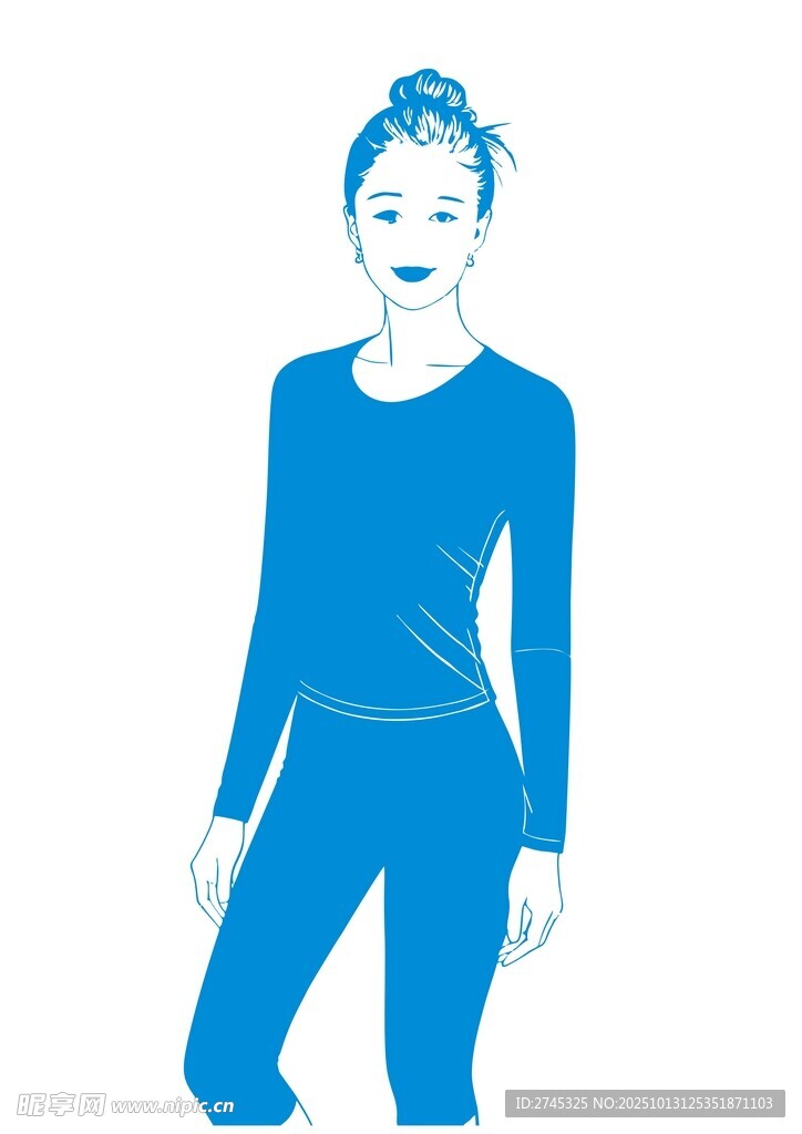 藍(lán)色系簡(jiǎn)約女性人物形象