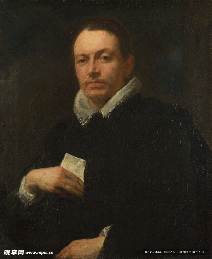 男子持紙肖像畫