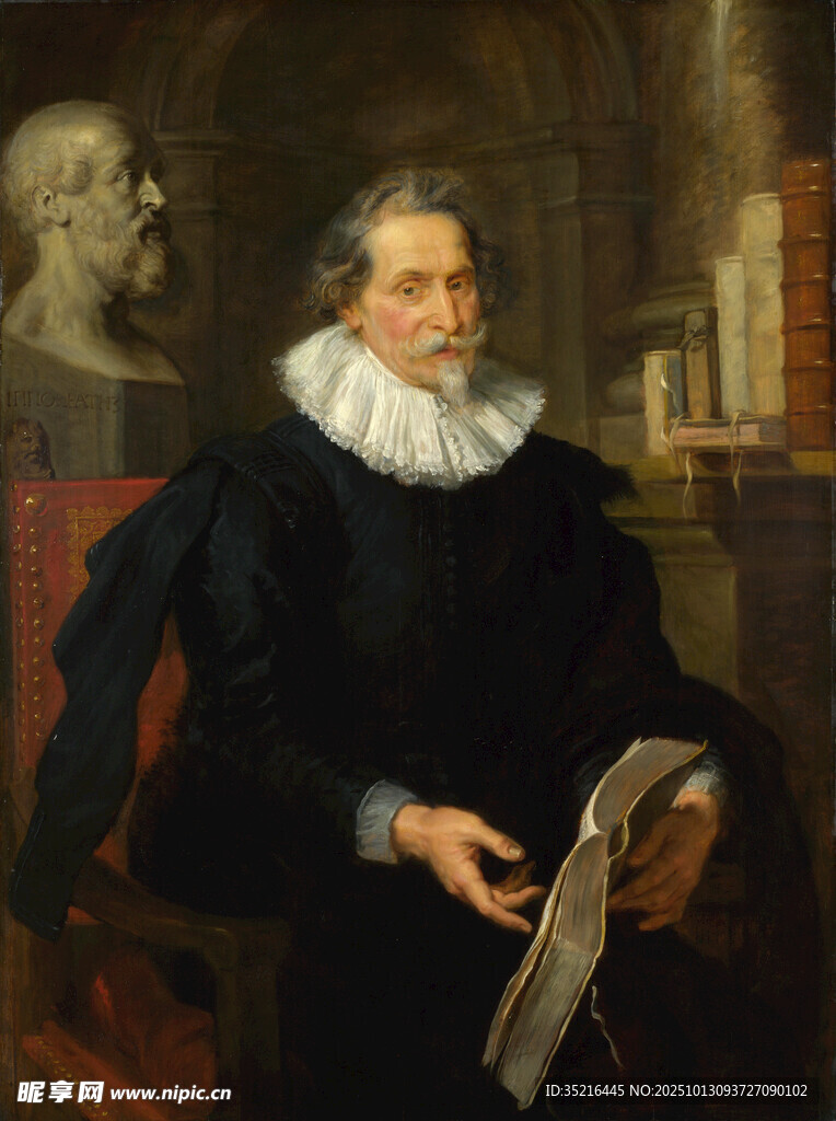 古典男子持物肖像畫