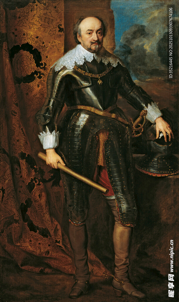 古典裝扮持杖佩劍男子