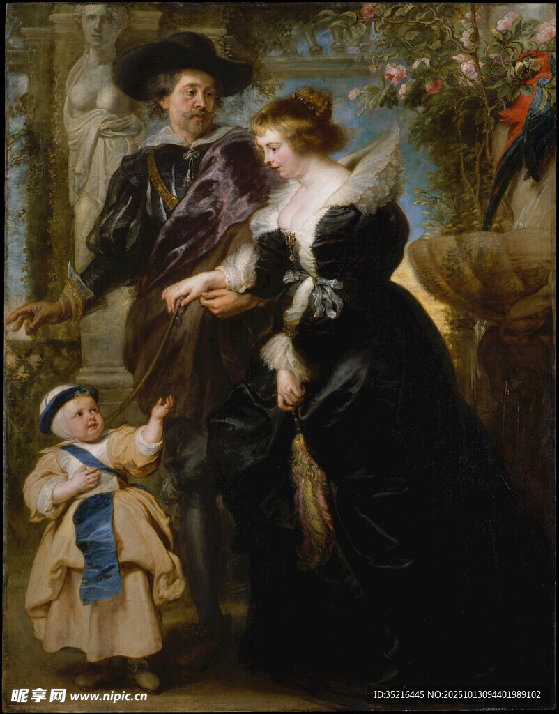 古典家庭人物油畫場景