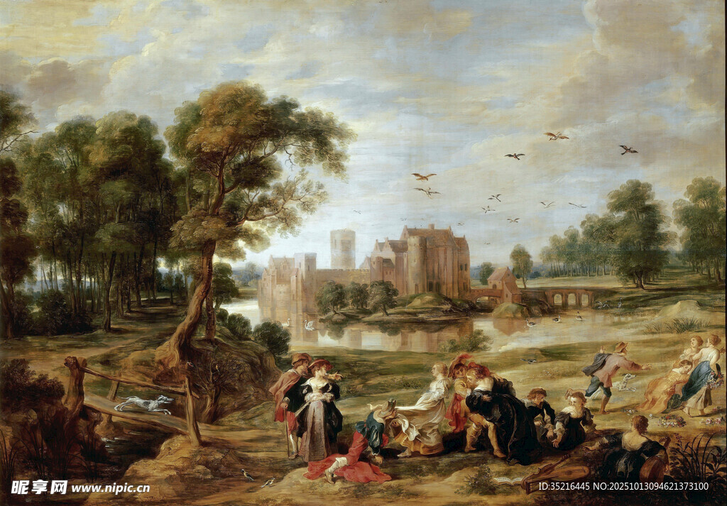 田園勞作場景油畫