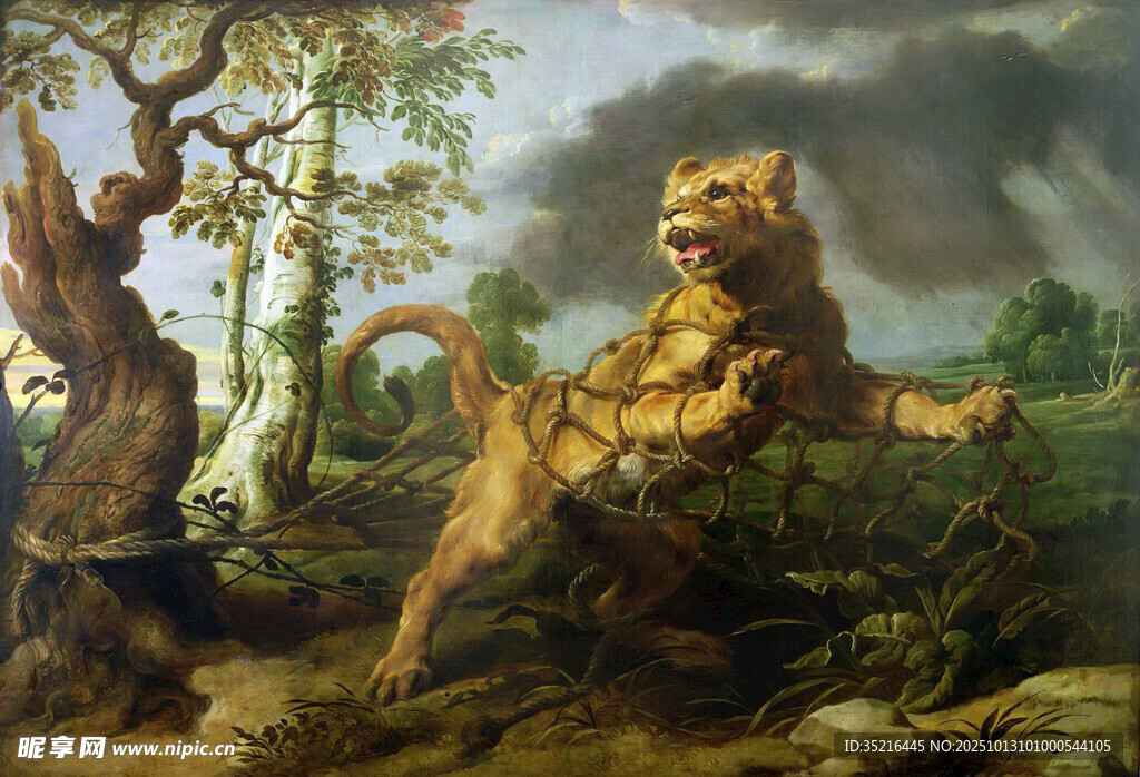 森林中咆哮的威嚴(yán)雄獅