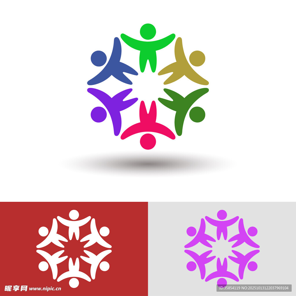 手牽手人物logo圖案