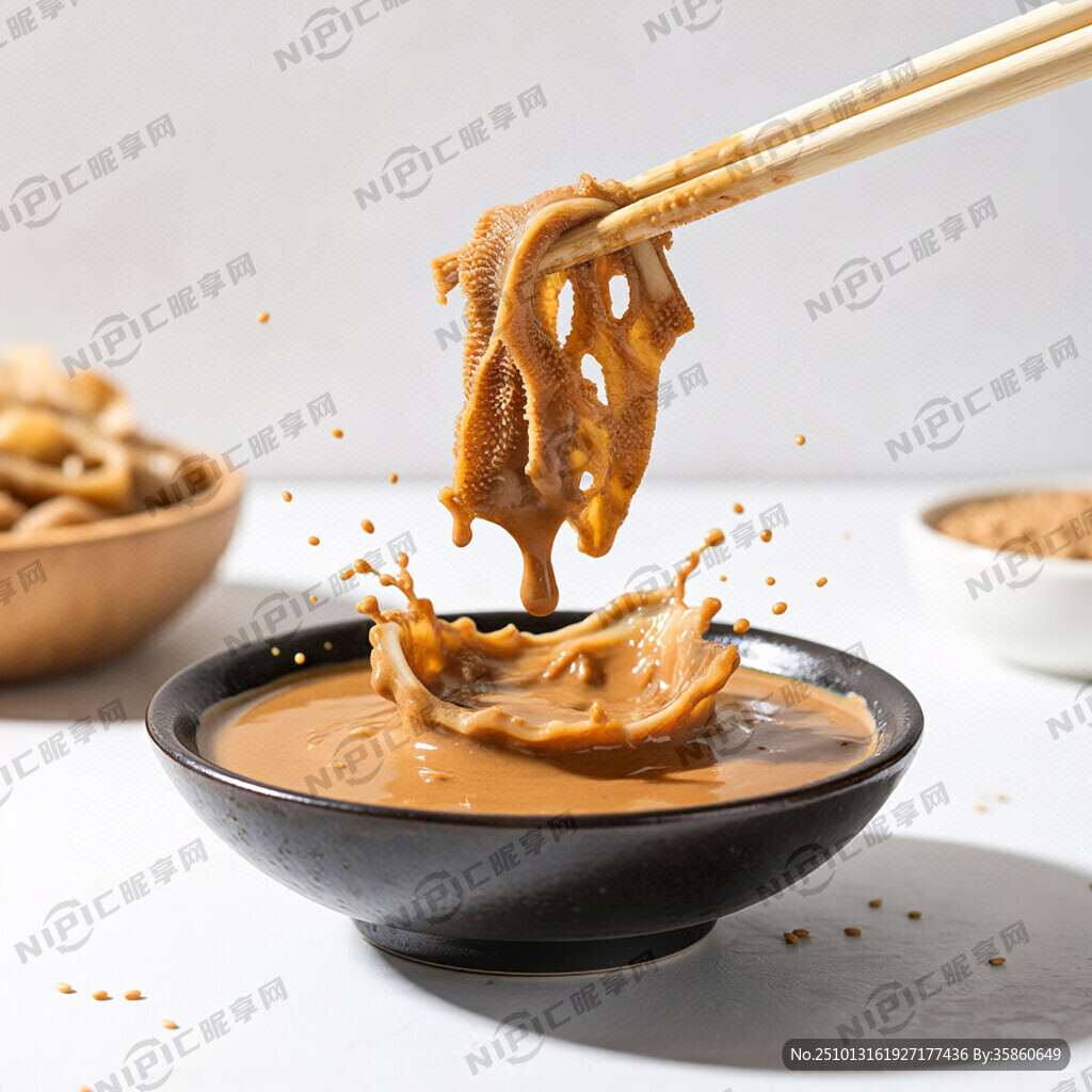 一碗芝麻醬在下方 毛肚是一大片