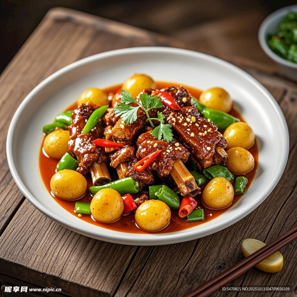 土豆燒排骨美食誘人畫面