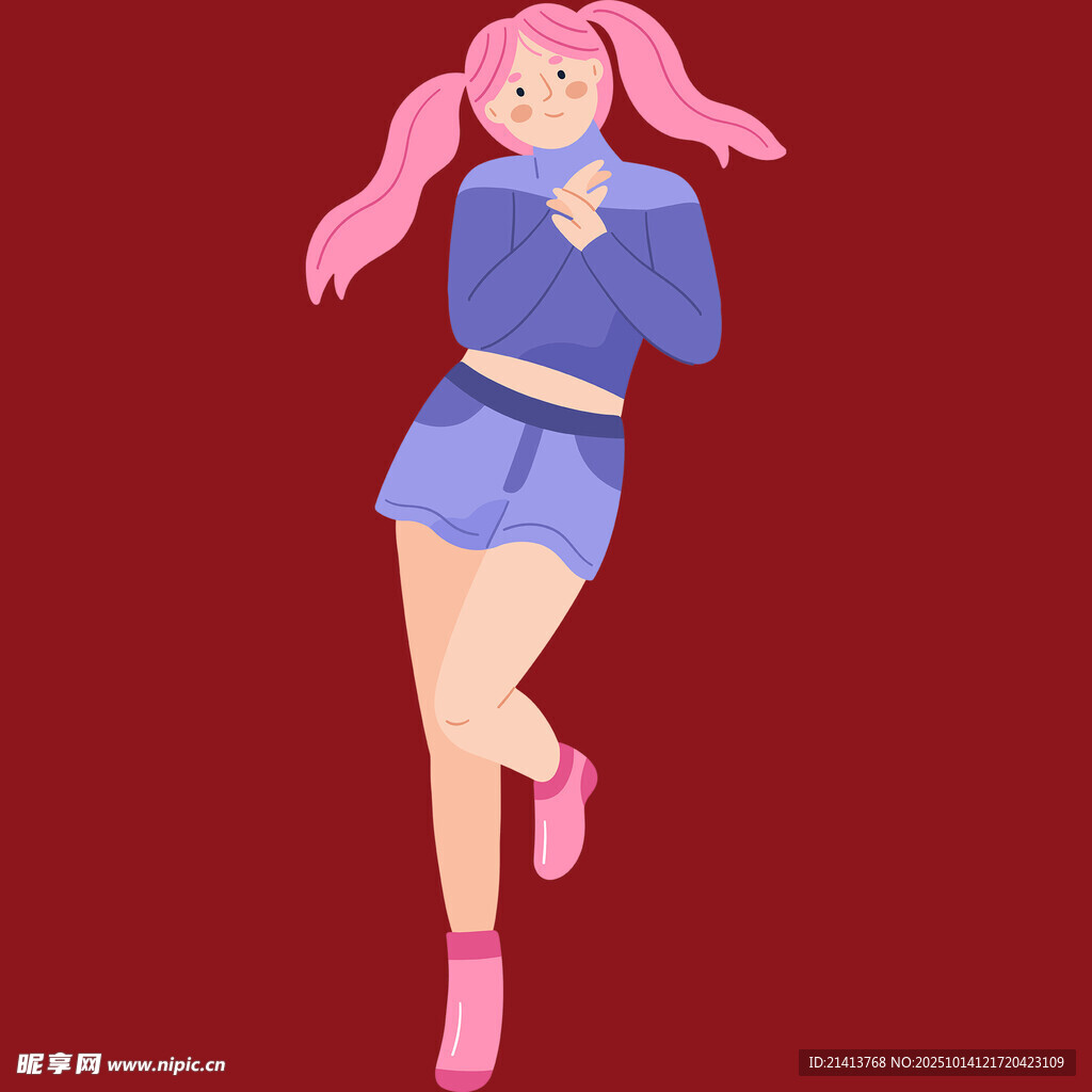 粉色系女孩活力舞蹈姿態(tài)