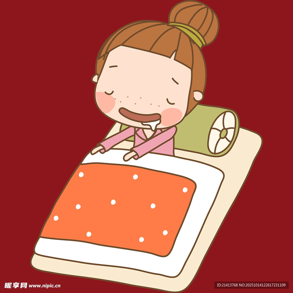 女孩愜意地躺在床上休息