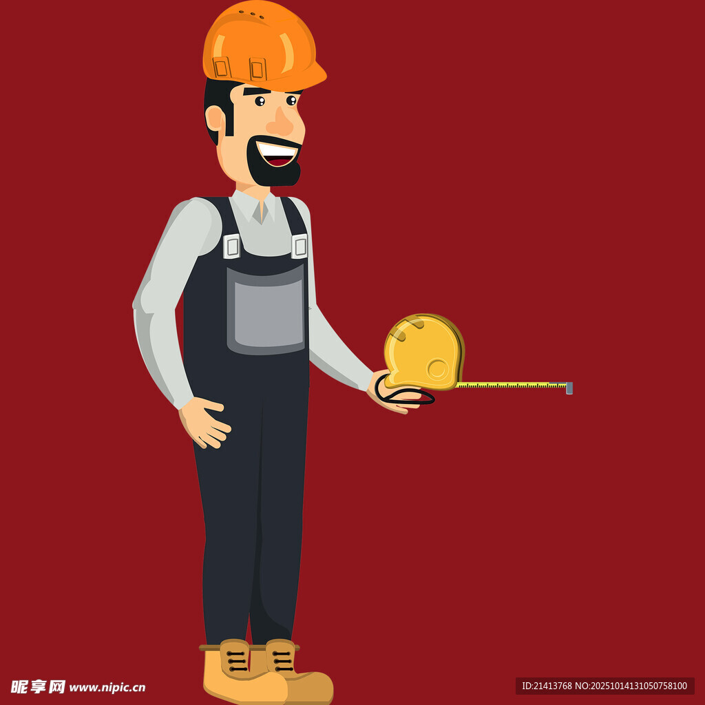 手持卷尺的建筑工人