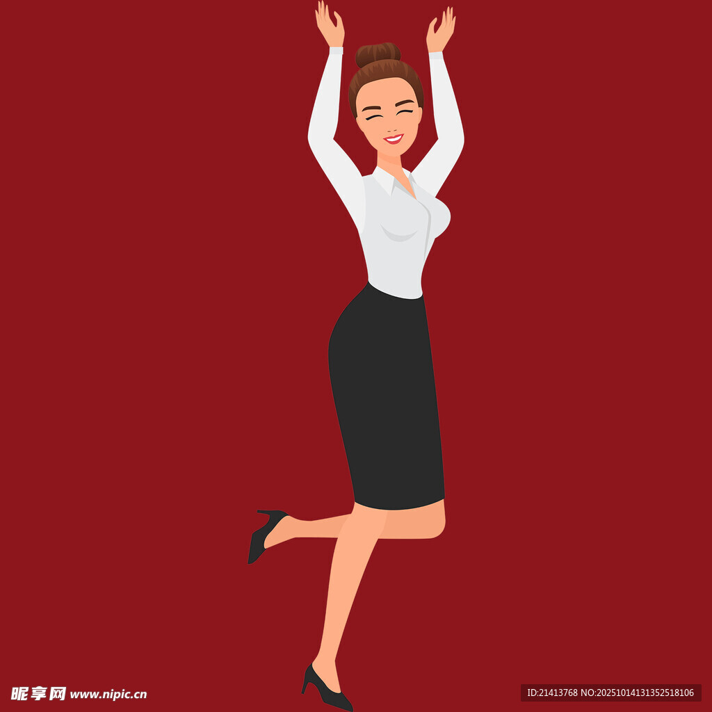 跳躍歡呼的職場(chǎng)女性