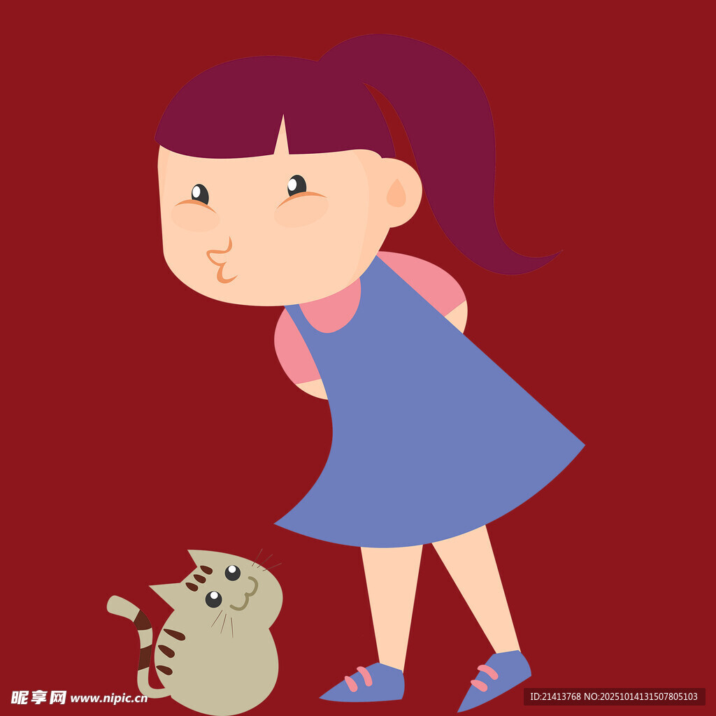 女孩與貓咪的溫馨瞬間