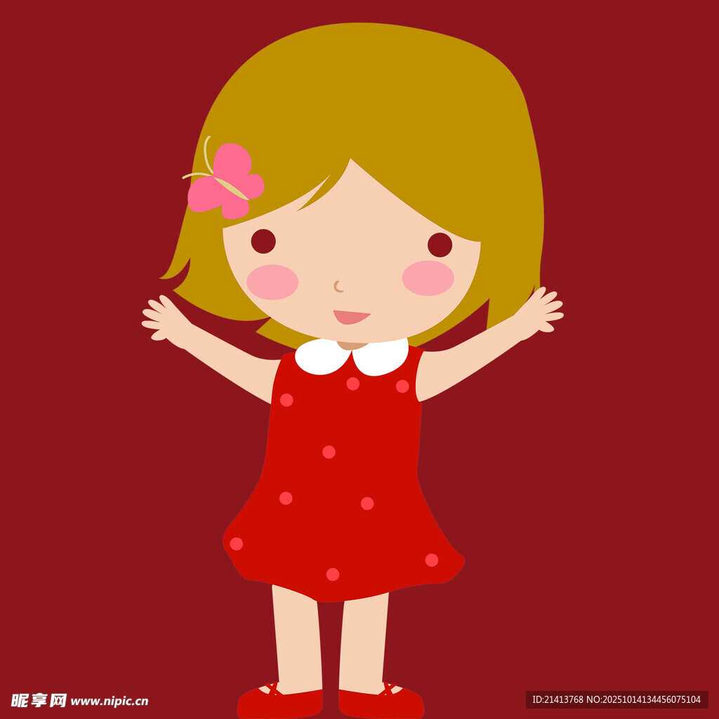 紅衣小女孩張開雙臂