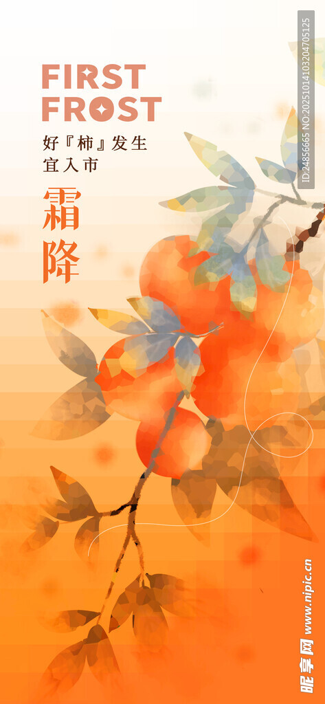 霜降海報展板 字體插畫 宣傳促
