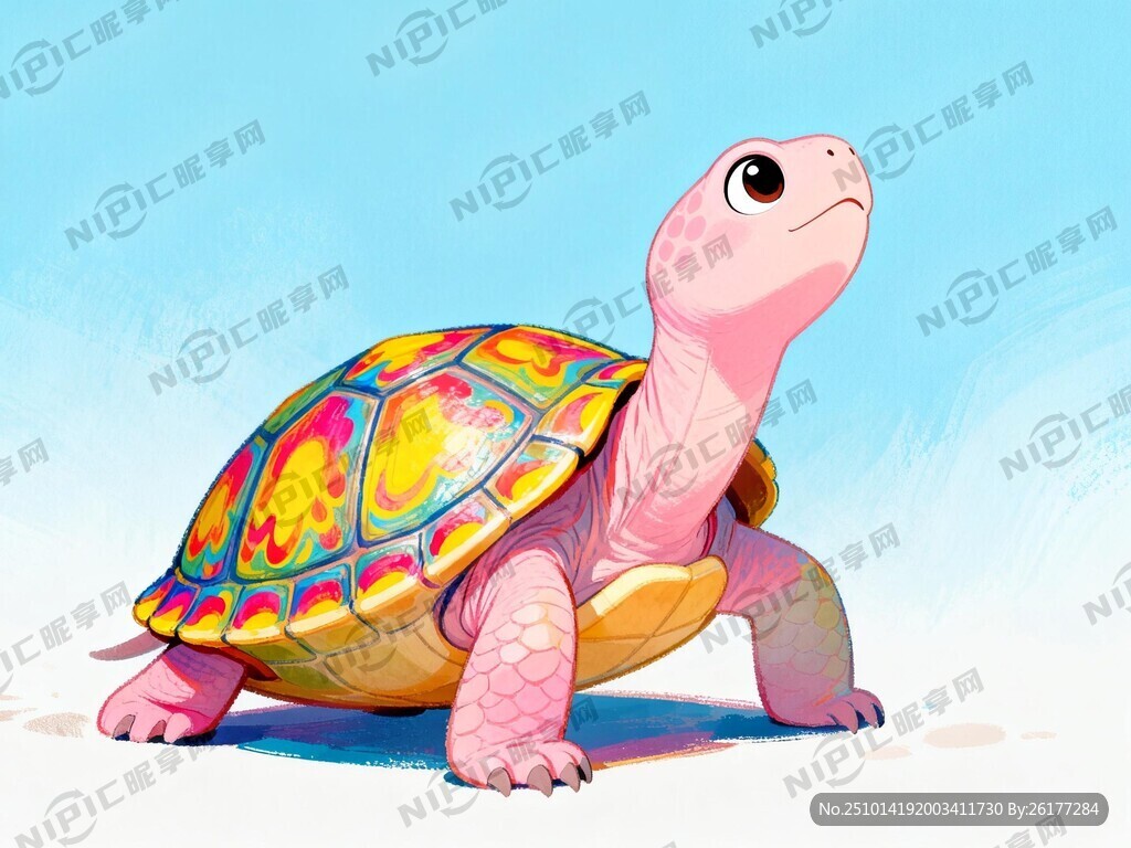 彩色插畫中的醒目烏龜圖片