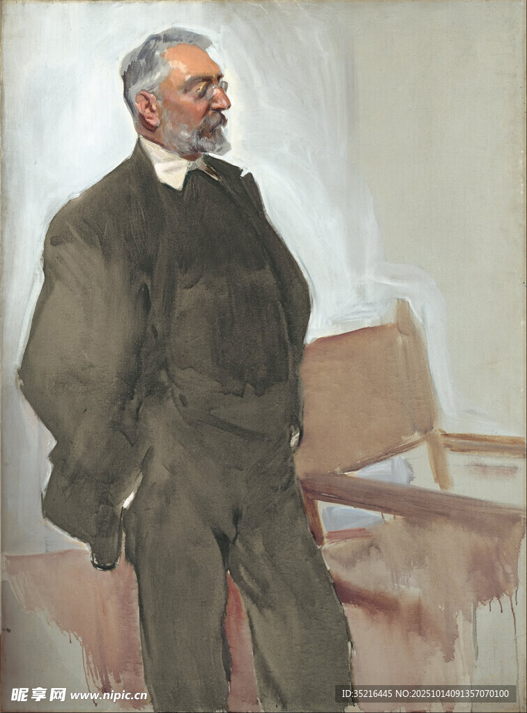 男士復(fù)古著裝肖像畫