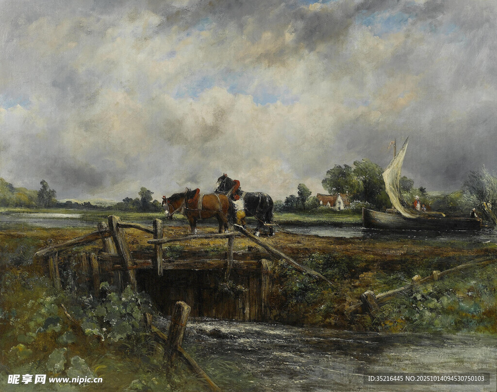 鄉(xiāng)村曠野中的馬車風景