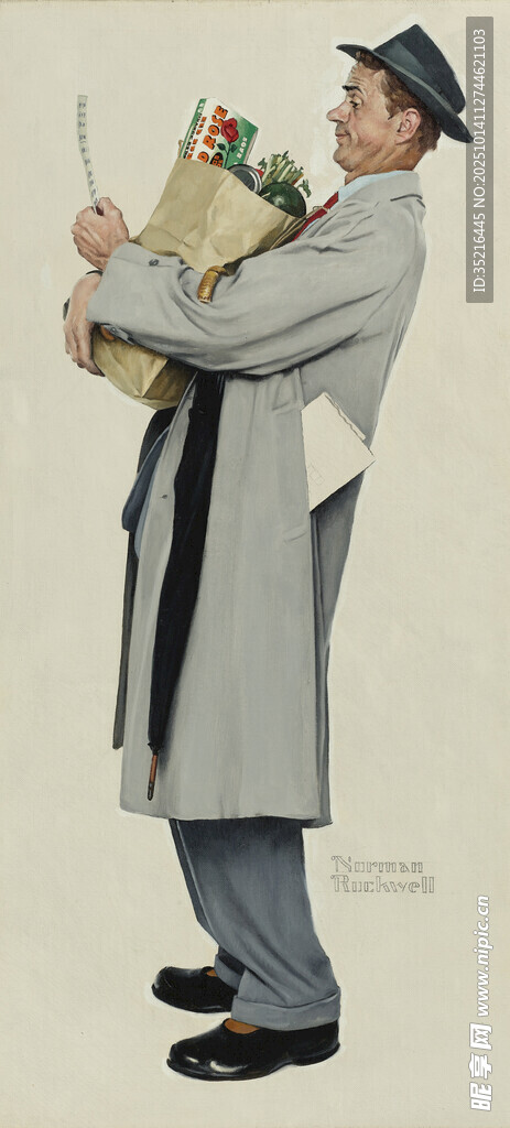 復古裝扮男子手持禮物