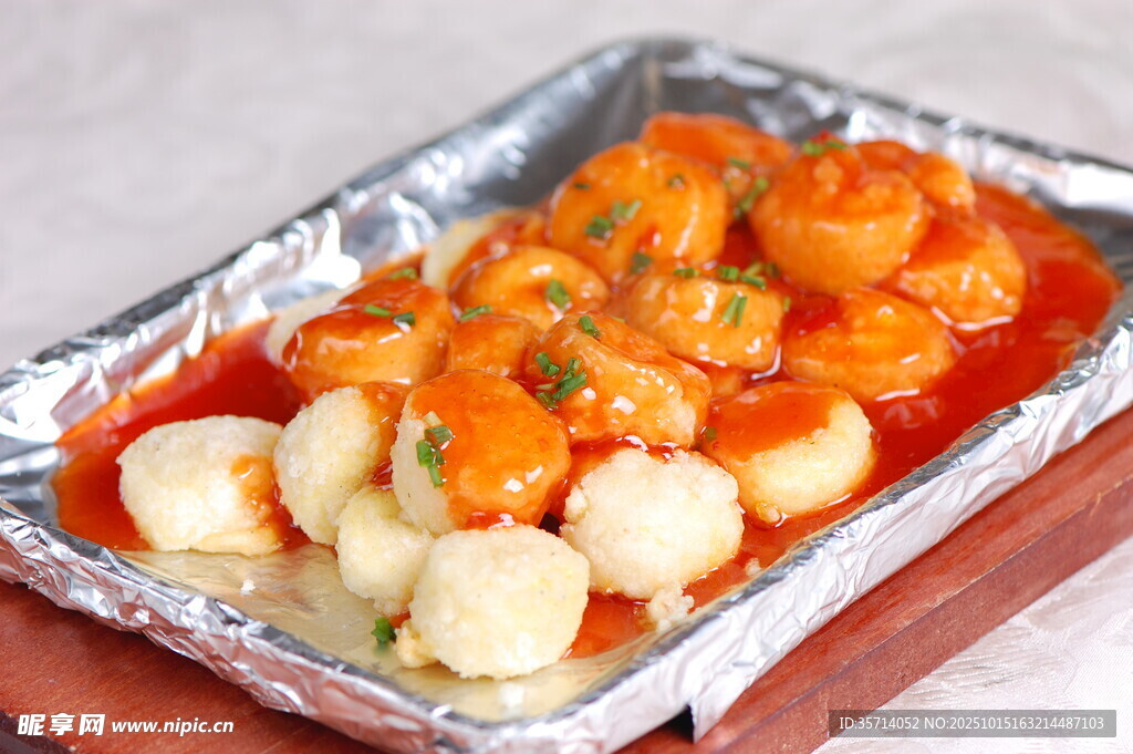 錫紙蝦仁丸子美食