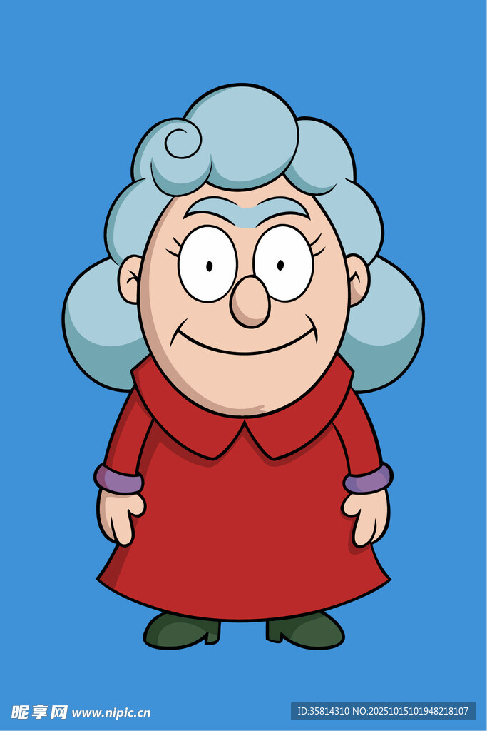 白發(fā)紅衣老奶奶卡通形象