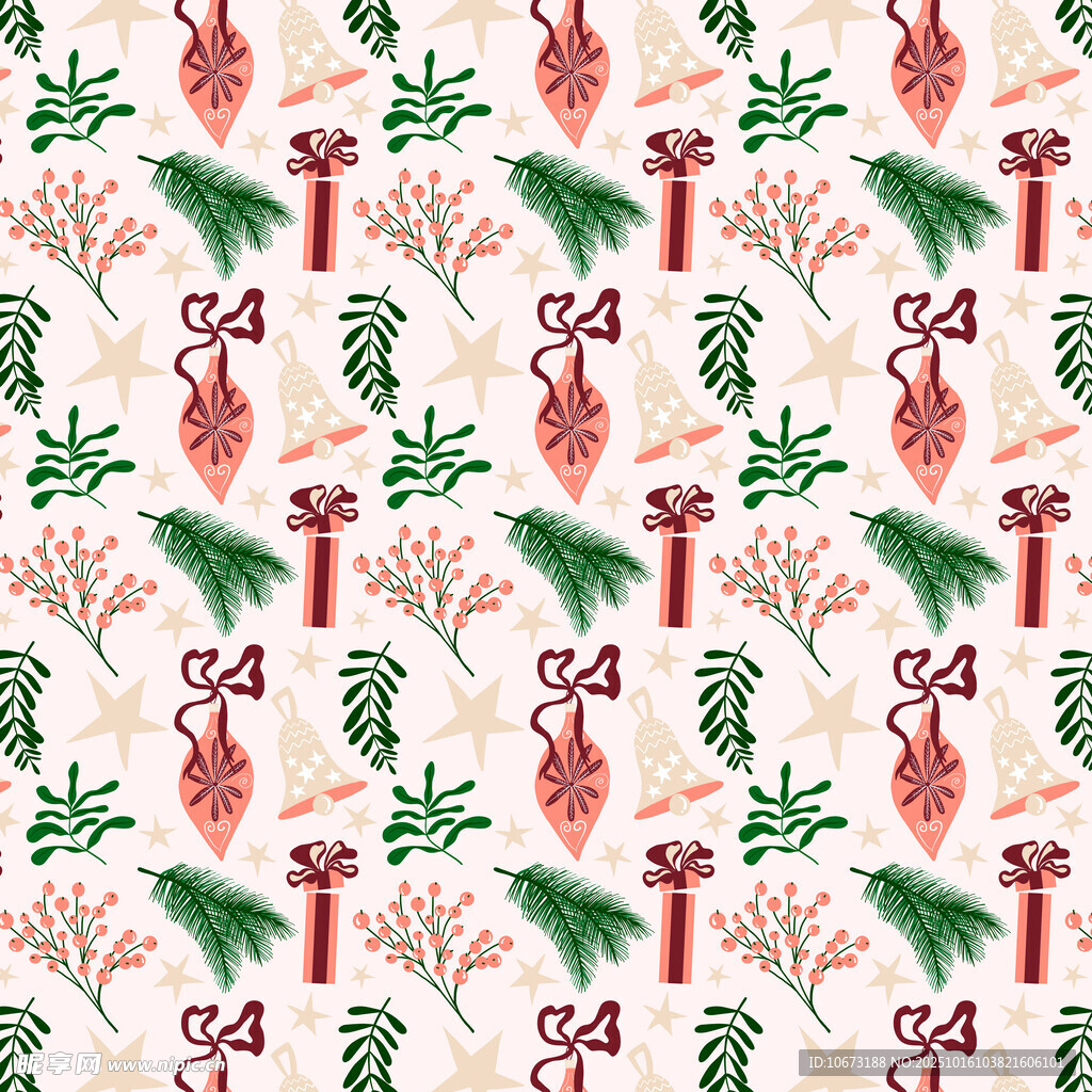 圣誕元素?zé)o縫圖案設(shè)計