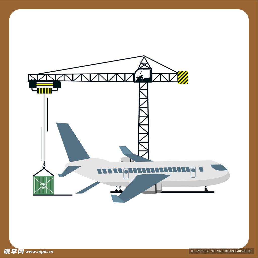 起重機吊運飛機場景圖