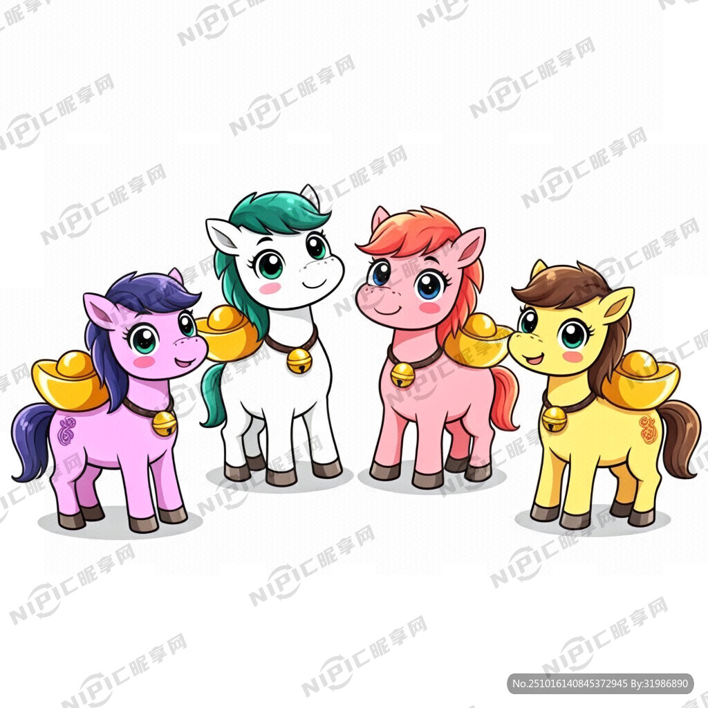可愛胖胖的的小馬 新年小馬