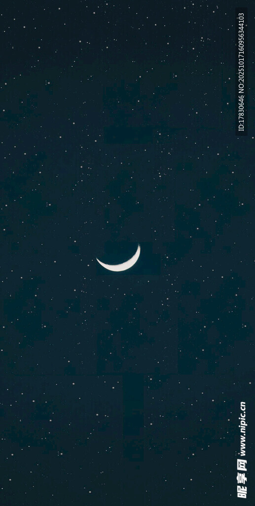 夜空中的彎彎新月