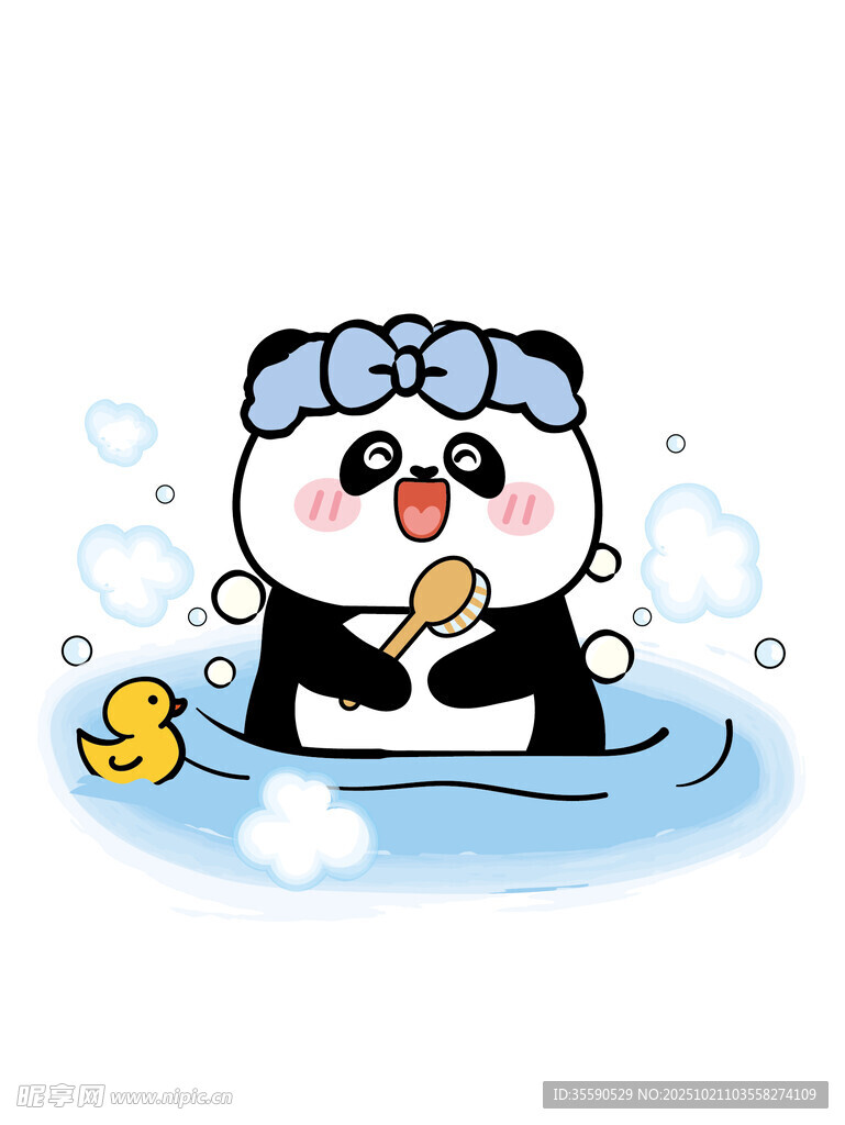 泡澡小熊貓愜意又可愛