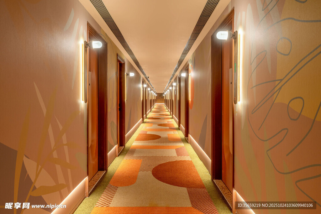 酒店走廊的溫馨燈光場(chǎng)景