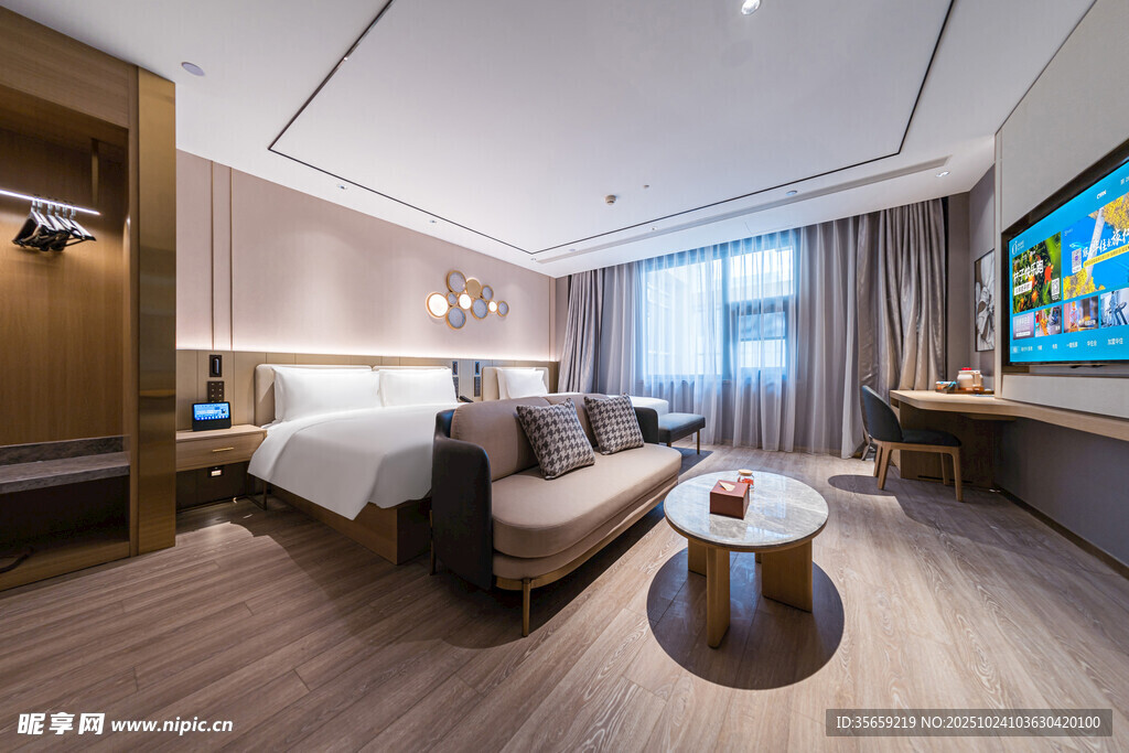 現(xiàn)代豪華酒店客房內(nèi)景