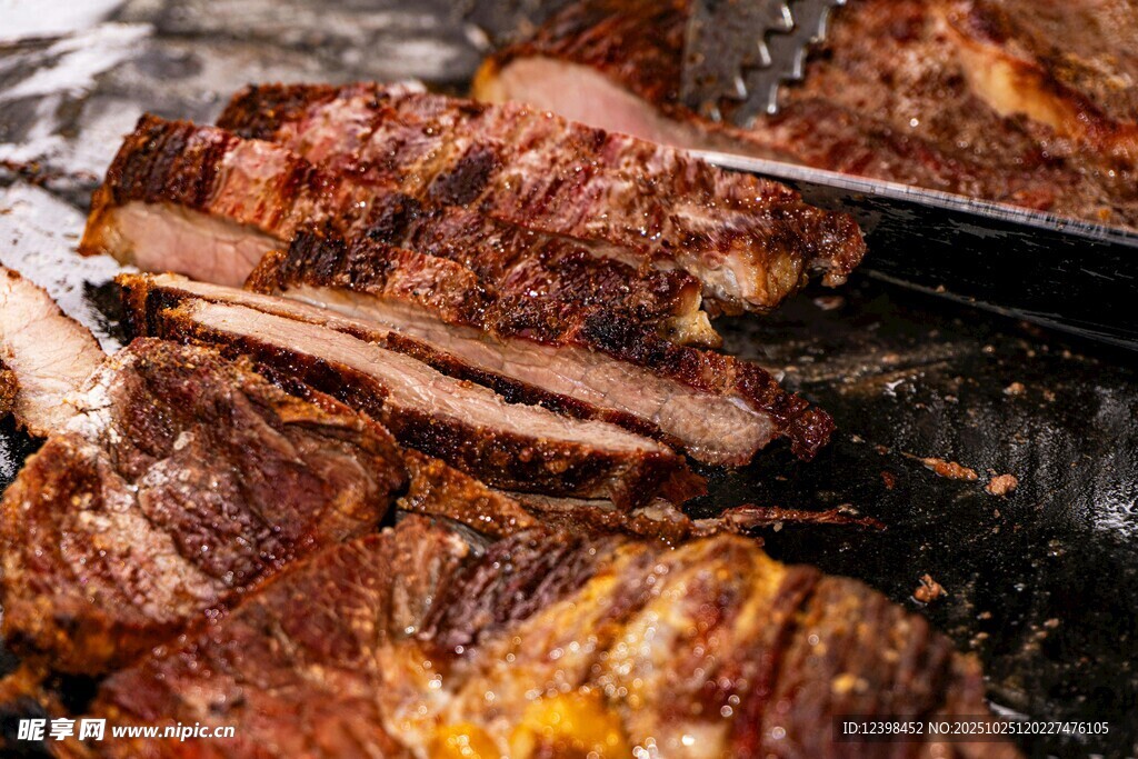 美味烤肉切片特寫