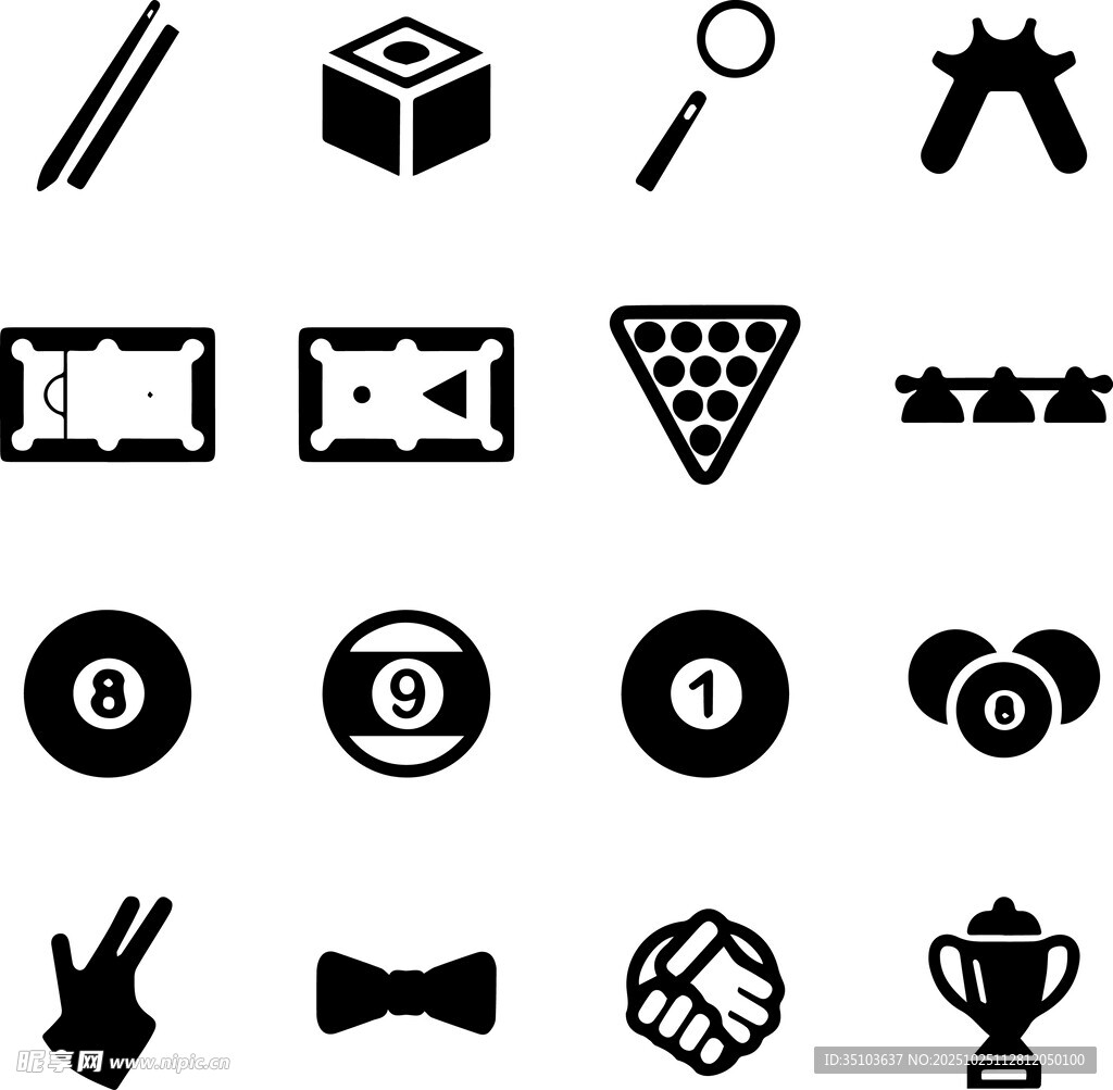 臺球競技圖標(biāo)集合