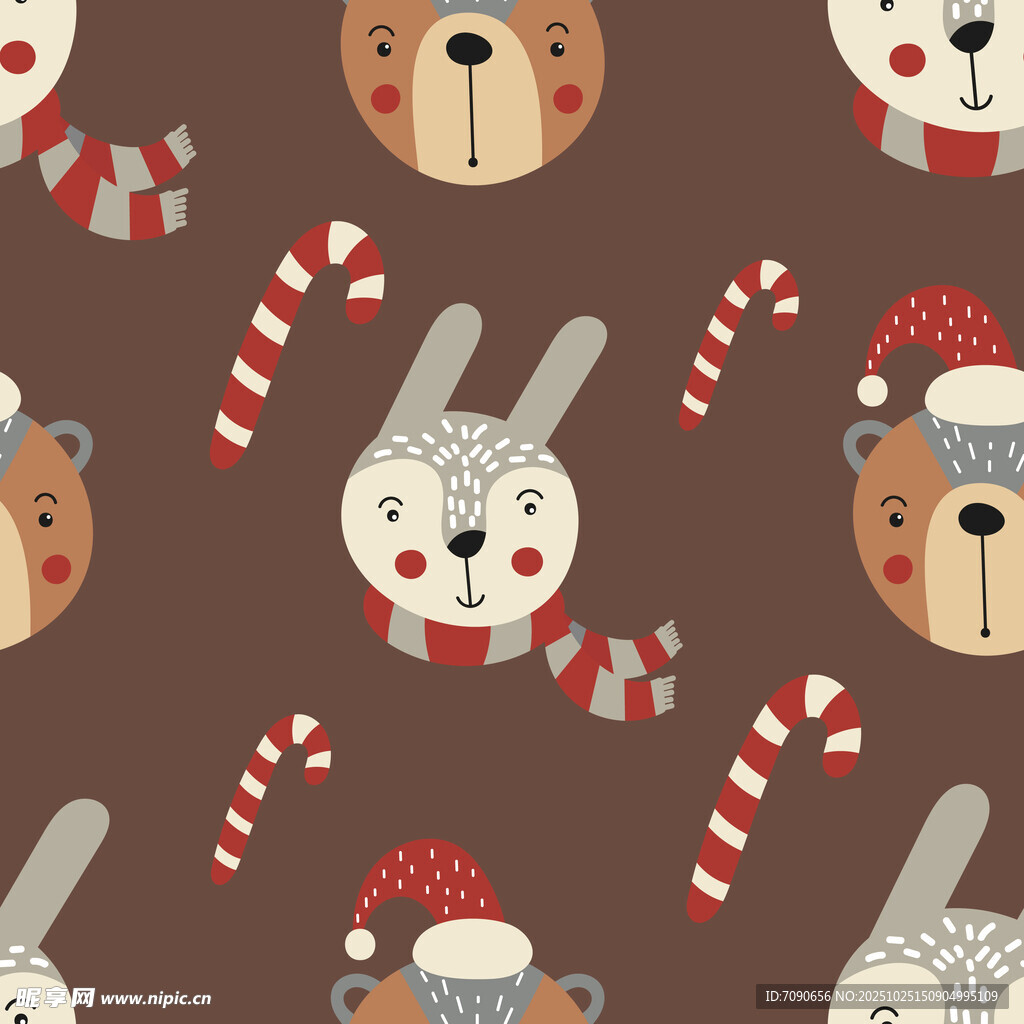 圣誕動物圖案無縫背景