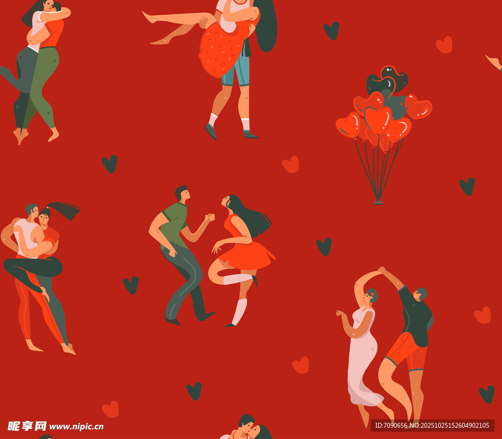 紅色背景情侶舞蹈圖案
