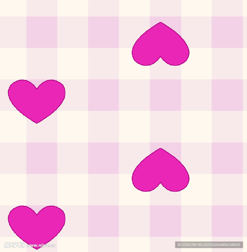 粉色心形格子圖案背景