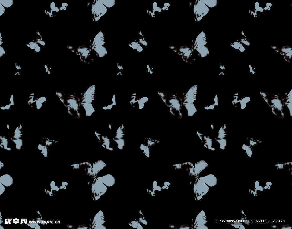 黑色背景上的淺藍色飛鳥圖案