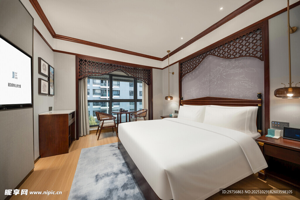 中式風(fēng)格豪華臥室場景