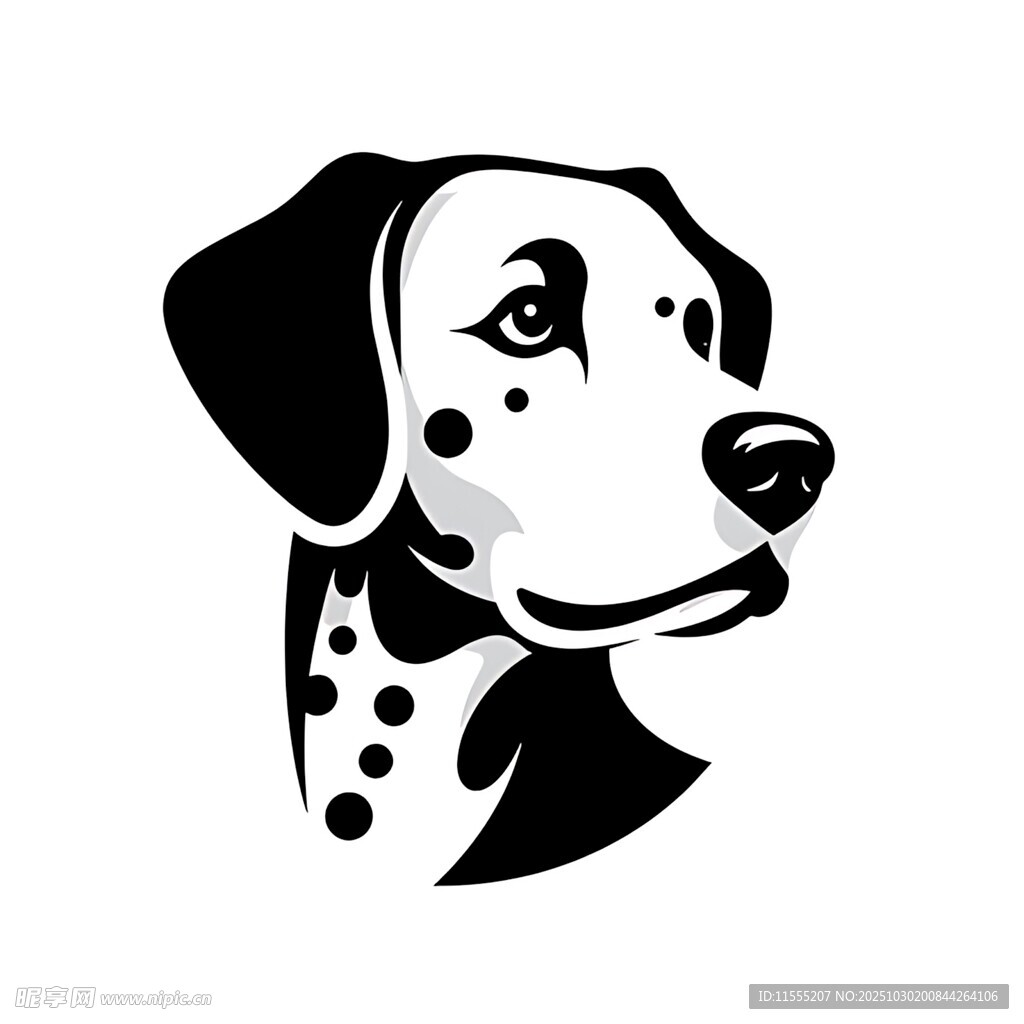 斑點狗黑白簡約頭像