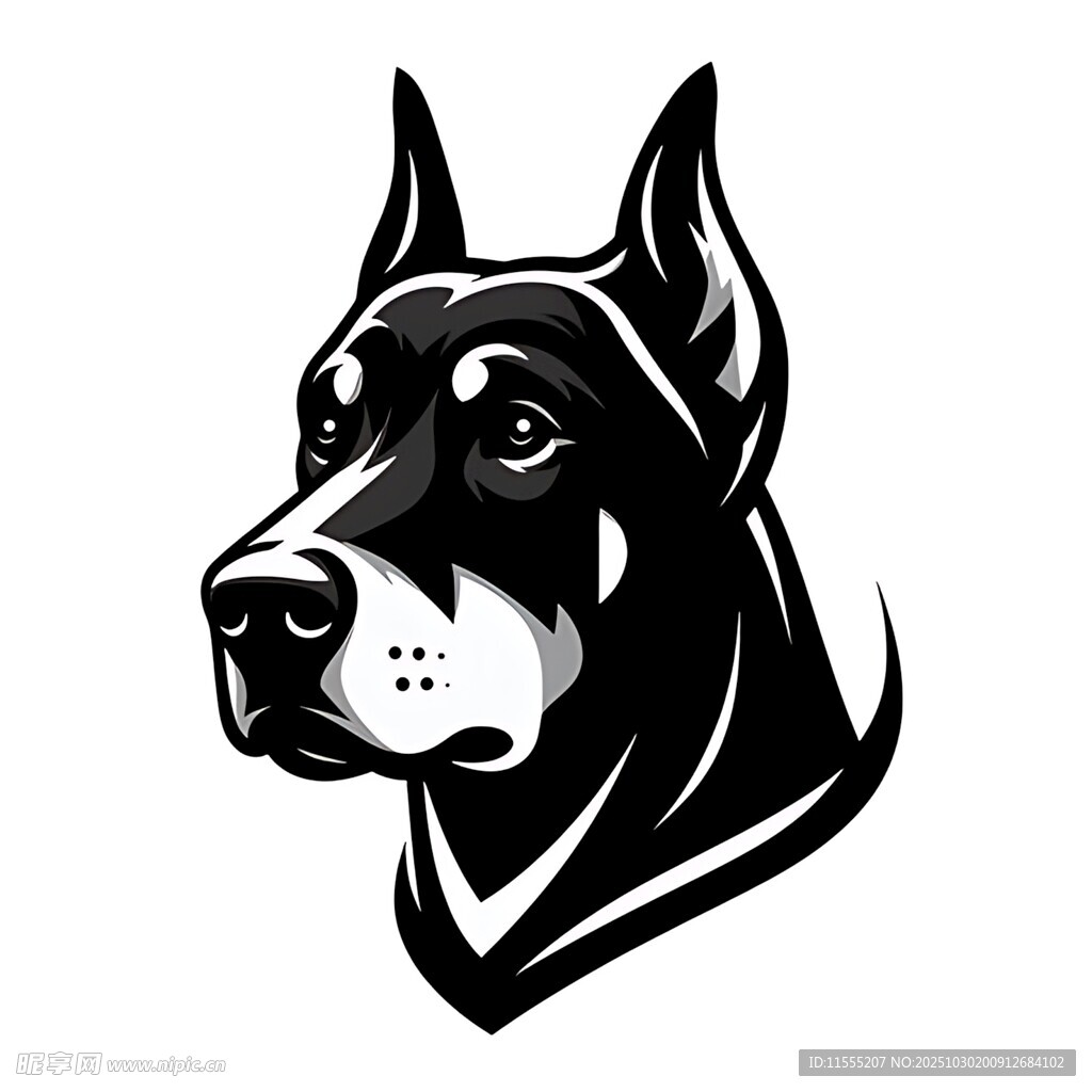 杜賓犬頭像設計