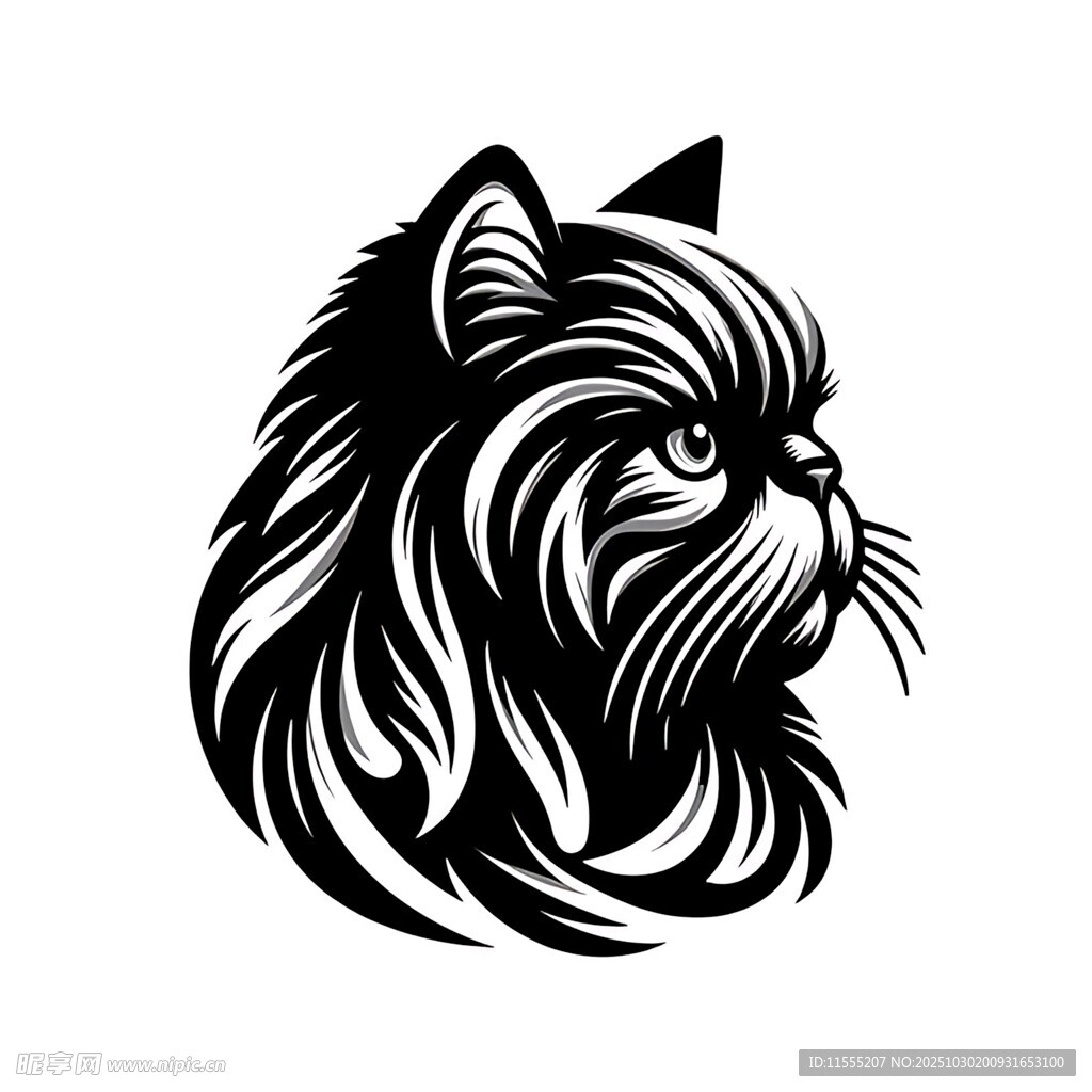 黑貓頭像簡約矢量圖案