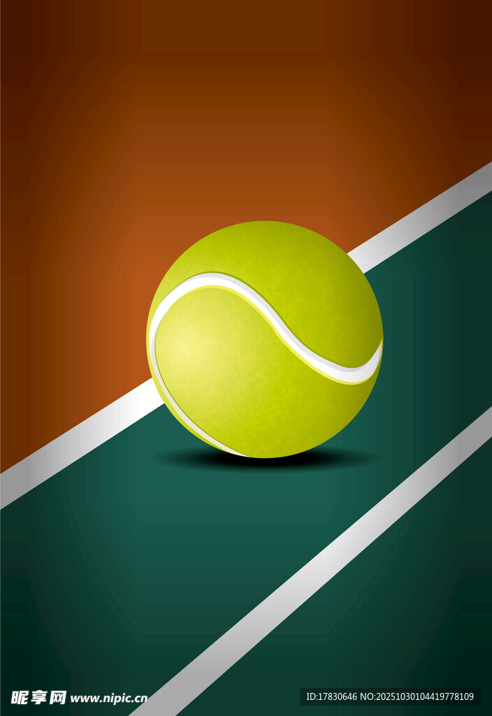 網(wǎng)球置于綠色球場地