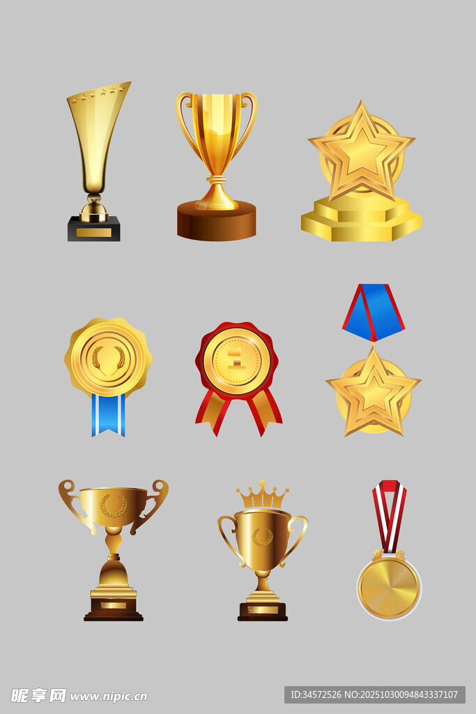 各類獎(jiǎng)杯獎(jiǎng)牌圖標(biāo)集合